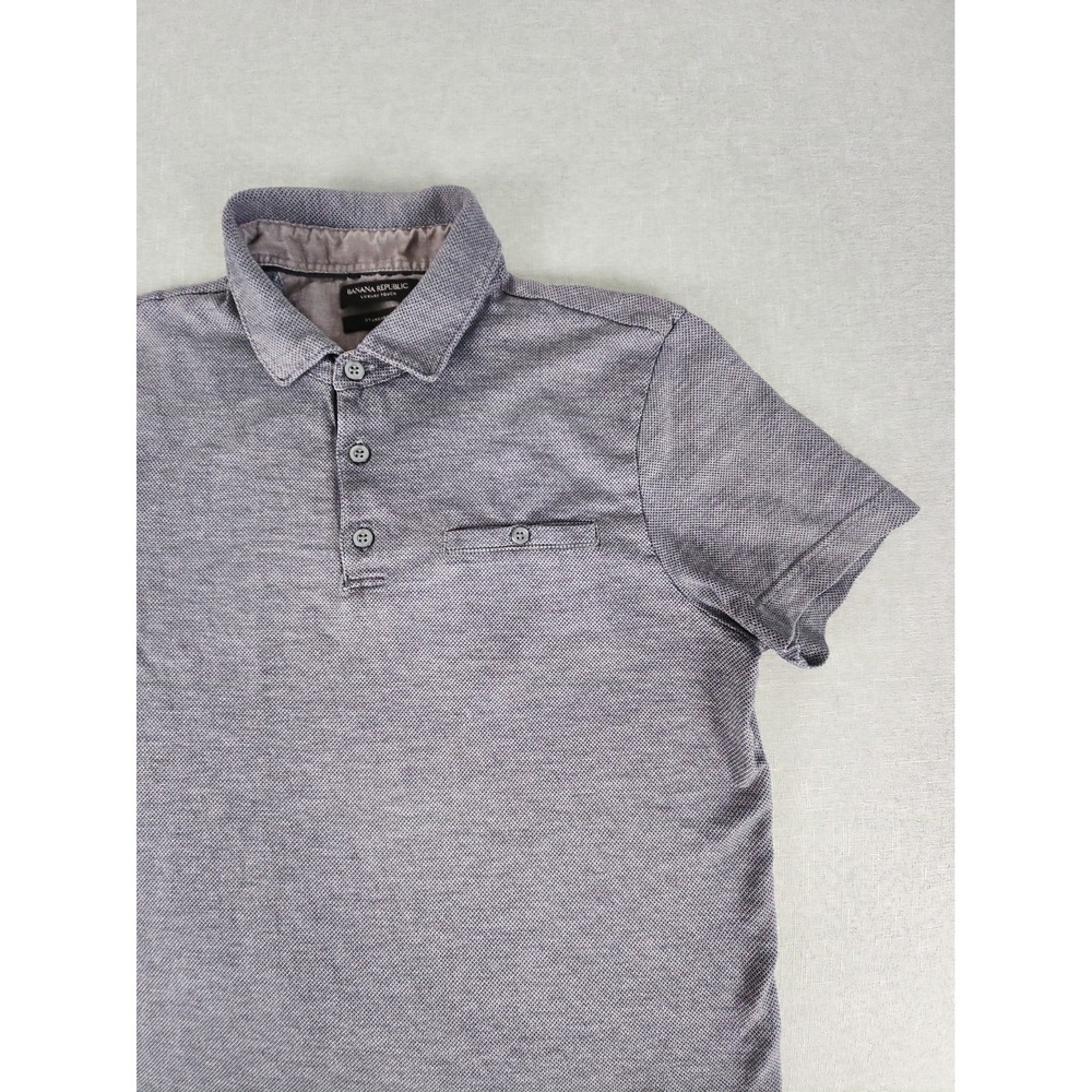 Banana Republic Youth Large Polo Luxury Touch Gray Short Sleeve 100% Cotton EUC